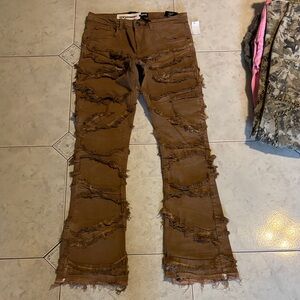 Brown Distressed Men's Skinny Jeans